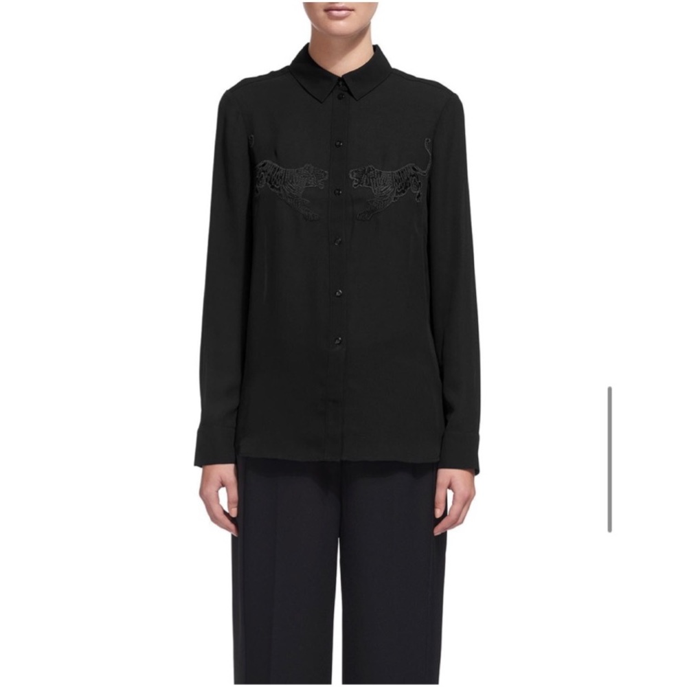 Whistles Tigers Embroidered Button Down Blouse